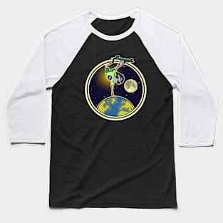 Grey Alien Skateboarder Baseball T-Shirt